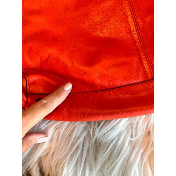 Velez‎ Women's Leather Shoulder Handbag Classic Minimalist Teacher Orange - Picture 6 of 14